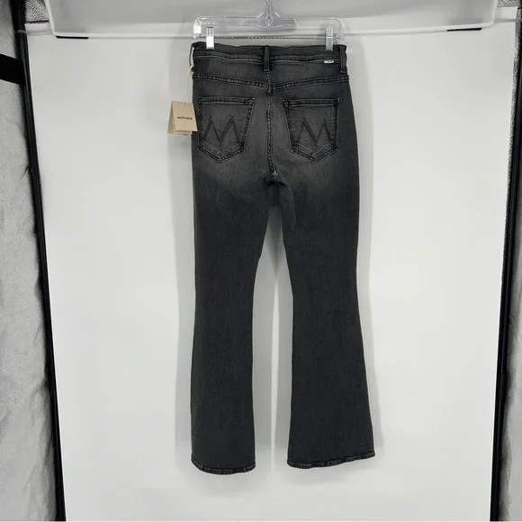Mother The Weekender Dark Denim High Waist Flare Jeans in Wanted Black 30 NWT